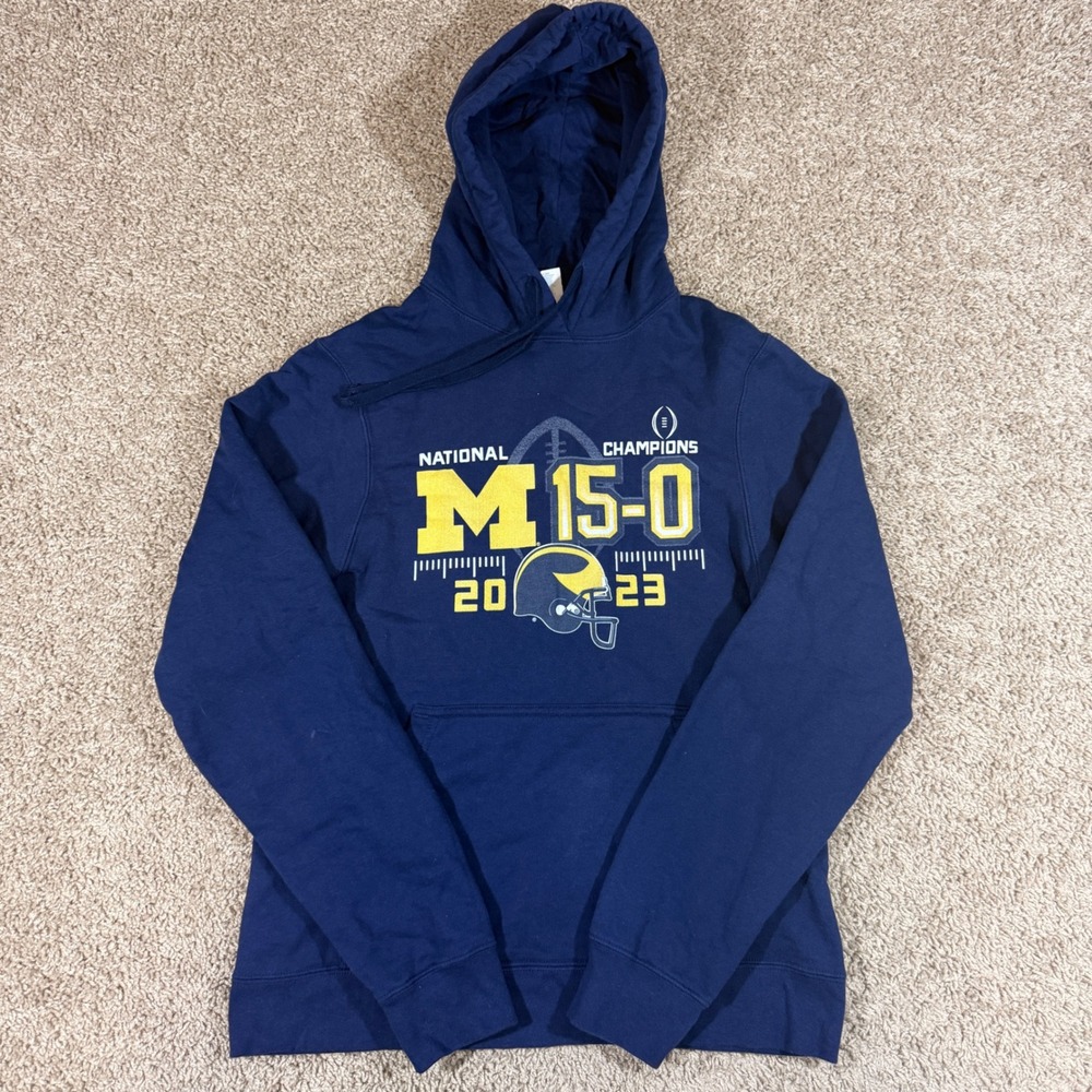Port & Company Michigan National Champions Hoodie Mens Small Navy 2023 15-0